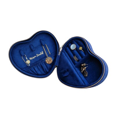 Boîte à bijoux - CELESTE - velours bleu marine