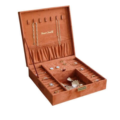 Boîte à bijoux - ANNE - velours camel