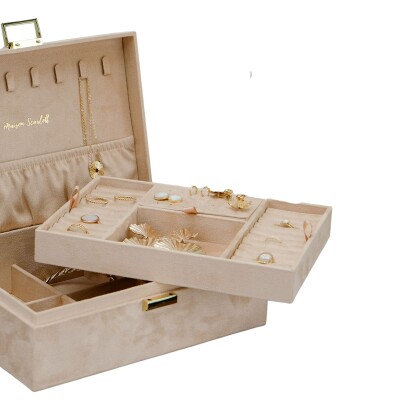 Boîte à bijoux - LOUISE - velours beige
