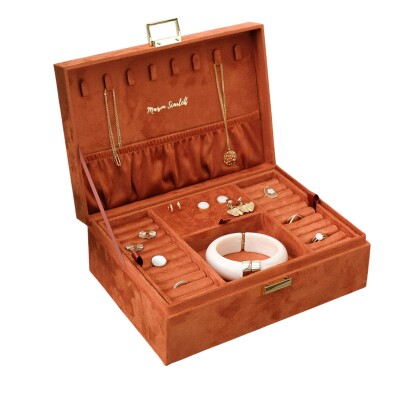 Boîte à bijoux - LOUISE - velours camel