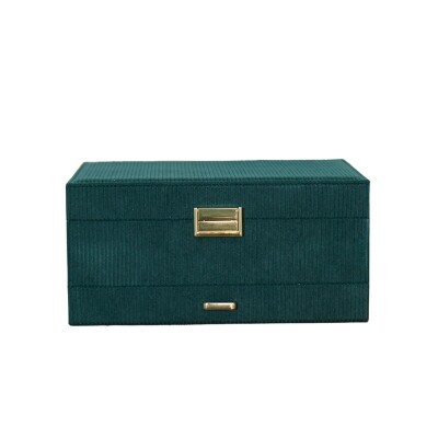 Boîte à bijoux - DENISE - velours côtelé vert
