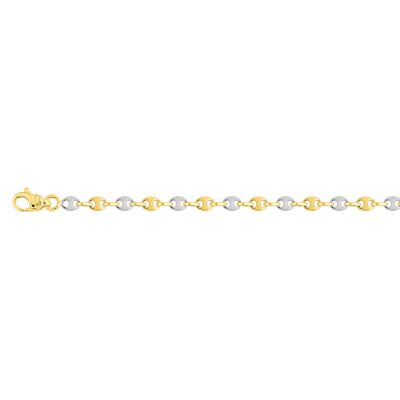 Chaîne grain de café en or jaune et or blanc, 50cm