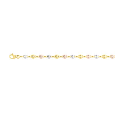 Bracelet en maile grain de café tricolore, 18cm