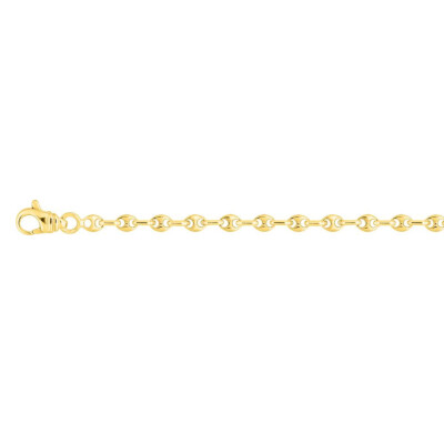 Collier maille grain de café en or jaune, taille 50 cm