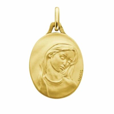 Médaille Augis Vierge ovale en or jaune, 18mm
