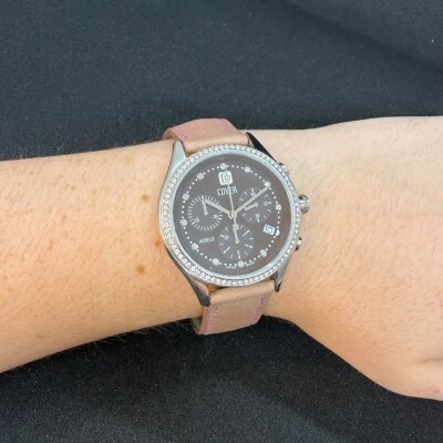 Montre Cover Aureus Femme - Chronographe Taupe & Cristaux Swarovski