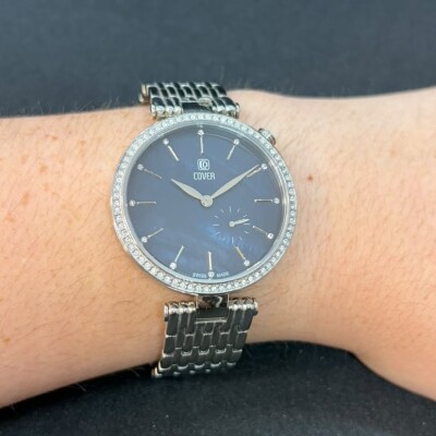 Montre Cover Femme Blue Pearl Crysrtal - Swiss Made, Acier & Cristaux