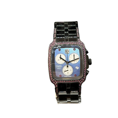 Montre Cover Corpo Femme - Chronographe Swiss Made en acier noir ert nacre bleue
