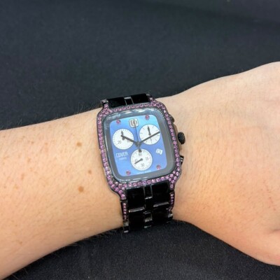 Montre Cover Corpo Femme - Chronographe Swiss Made en acier noir ert nacre bleue