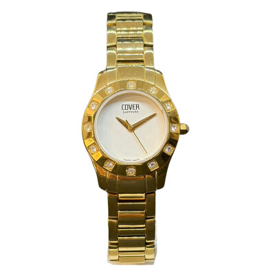 Montre Femme Cover Swiss Made Dorée – Verre Saphir et Lunette Sertie de Cristaux