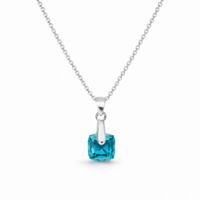 Collier cube rotatif bleu