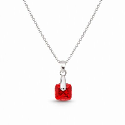 Collier cube rotatif rouge