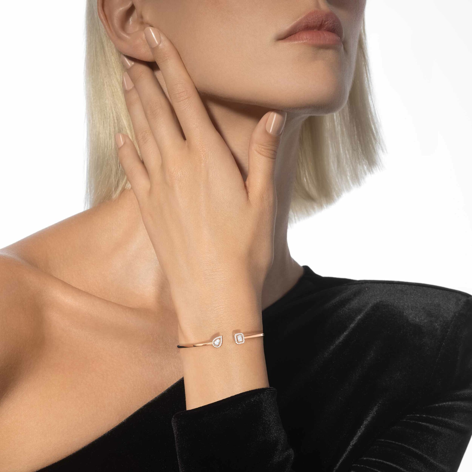 Bracelet flexible Messika My Twin en or rose et diamants