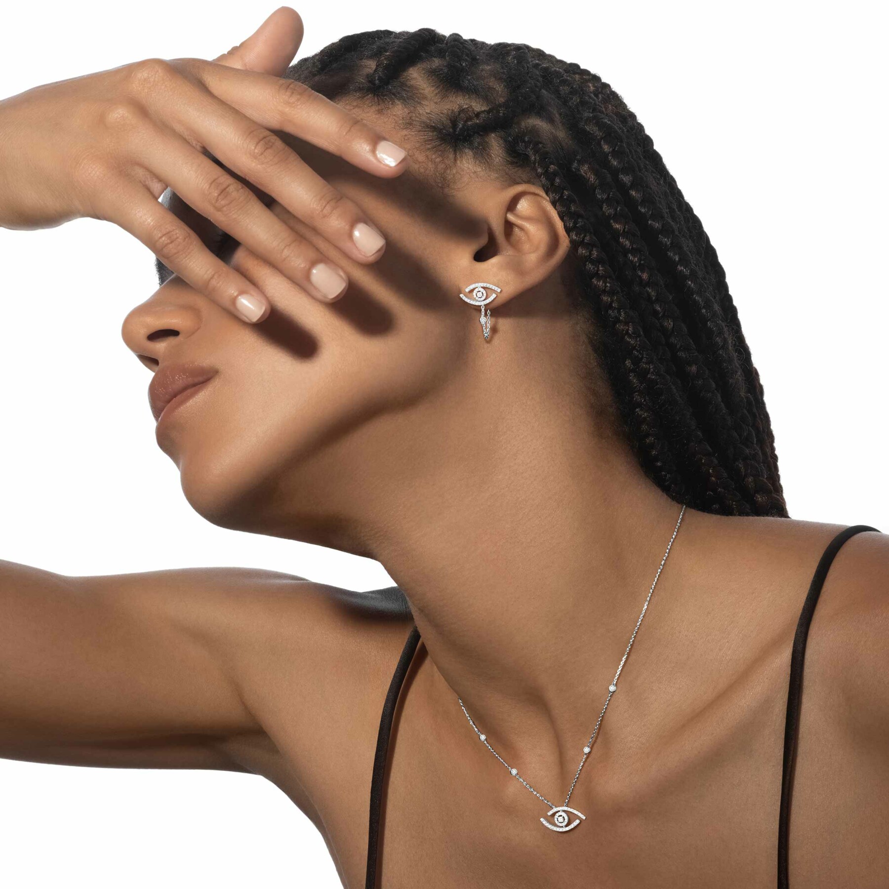 Collier Messika Lucky Eye en or blanc et diamants
