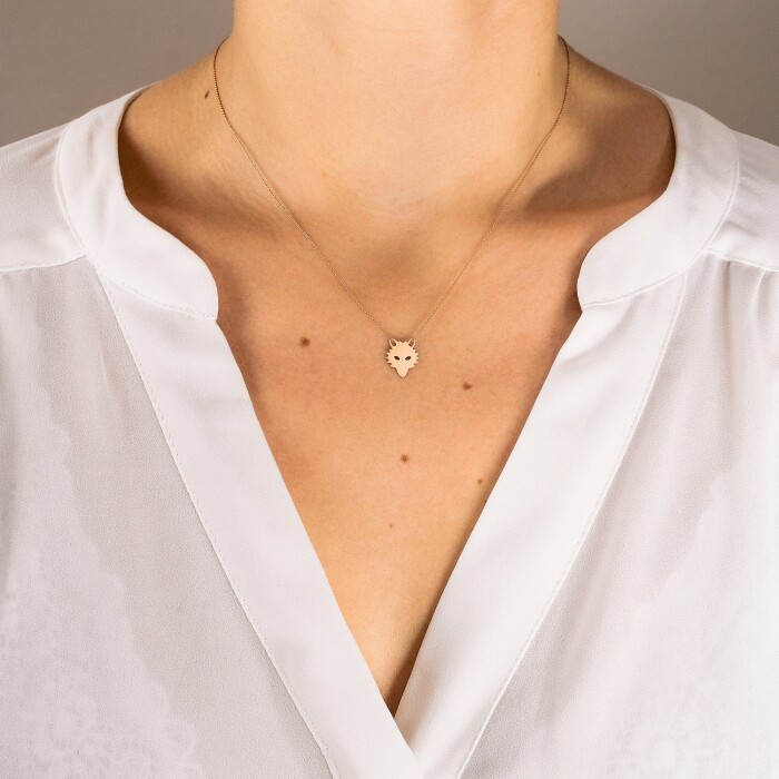 Collier Ginette NY Wolf en or rose 18 carats