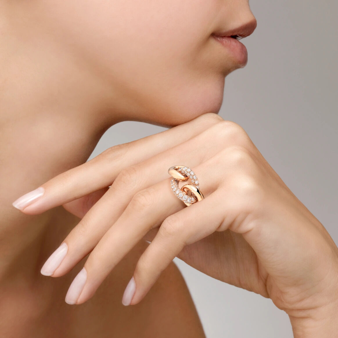 Bague Catene de Pomellato en or rose et diamants