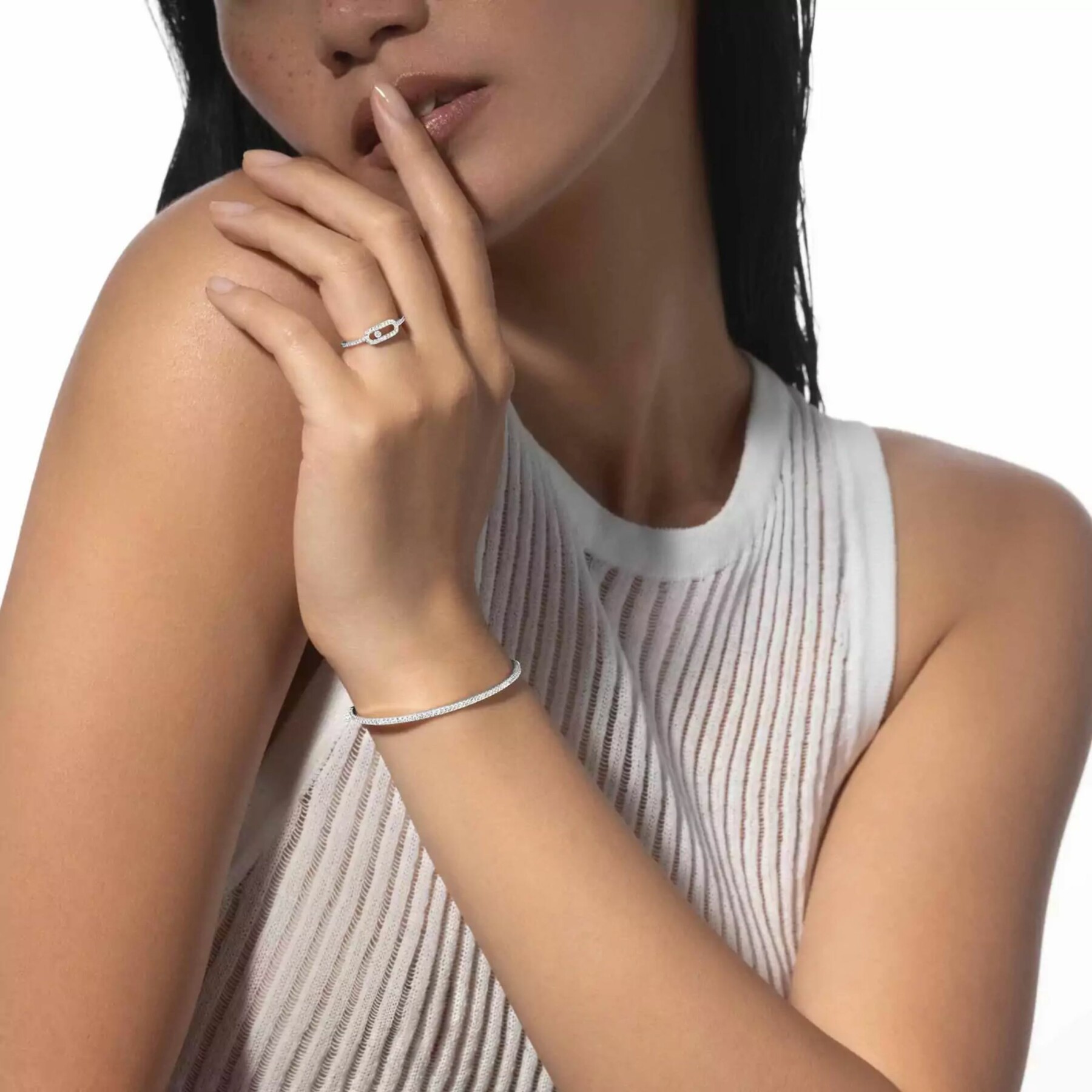 Bracelet Messika Skinny en or blanc et diamants