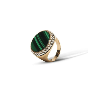 Bague Raynal en or rose, diamants et malachite