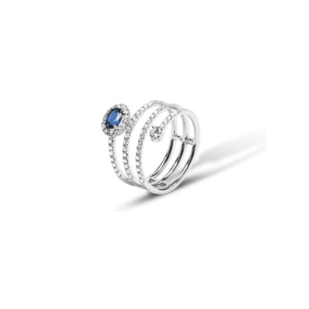 Bague Raynal Spirale en or blanc, diamants et saphir