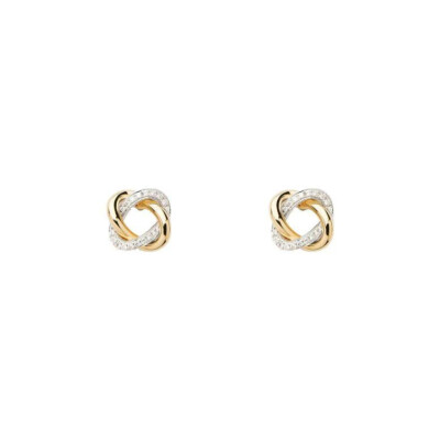 Boucles d'oreilles Poiray Tresse en or jaune, or blanc et diamants