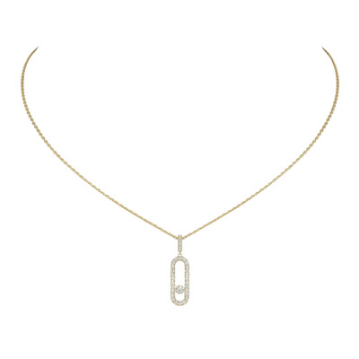 Messika Move Uno necklace, yellow gold pave diamonds