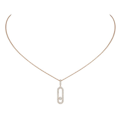 Messika Move Uno L necklace, rose gold, diamonds