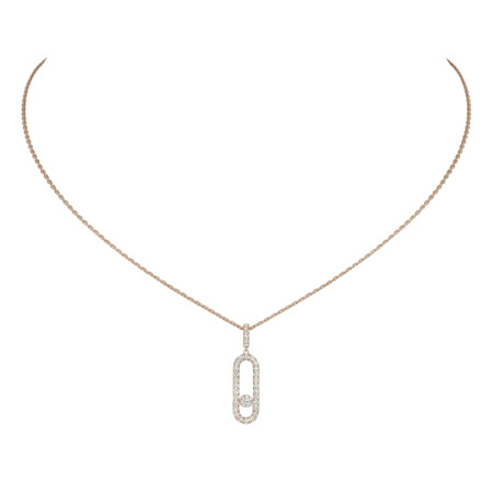 Collier Messika Move Uno GM en or rose pavé de diamants