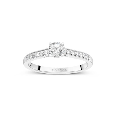 Bague Solitaire entourage Raynal en or blanc et diamants