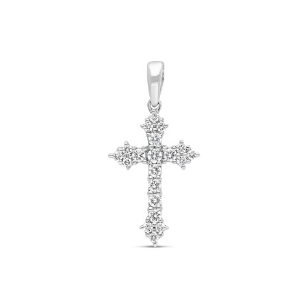 Pendentif Croix Raynal or blanc et diamants