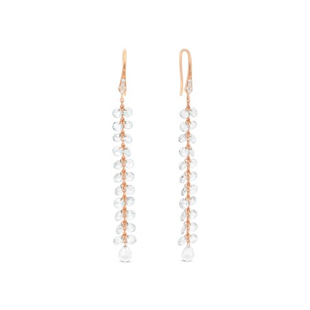 Boucles d'oreilles Goutte de Rosée Raynal en or rose et diamants percés