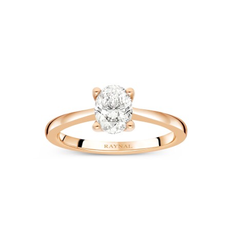 Solitaire Berceau Raynal en or rose et diamant ovale