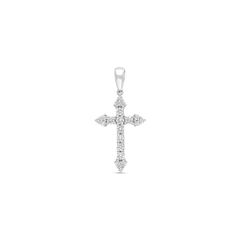 Pendentif croix Raynal en or blanc et diamants