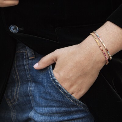 Rainbow River Bracelet – White Gold & Multicolored Sapphires