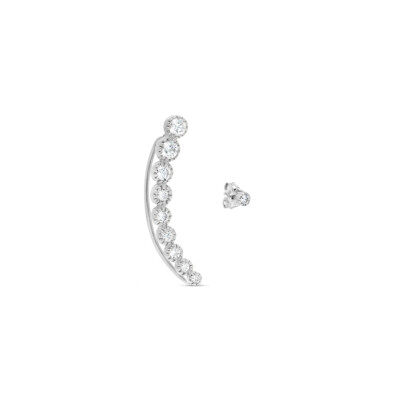 Boucles d\'oreilles Raynal mimosa en or blanc et diamants