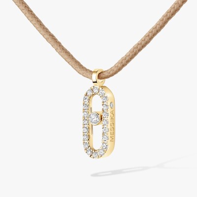 Collier cordon Messika Care(s) beige en or jaune et diamants