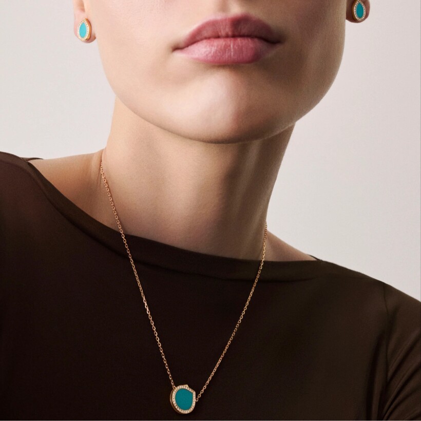 Repossi Antifer necklace, pink gold, diamonds and turquoise