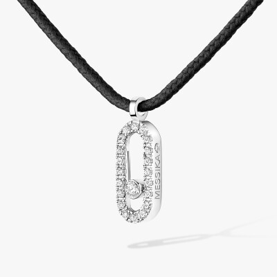 Collier cordon Messika Care(s) noir pavé en or blanc et diamants