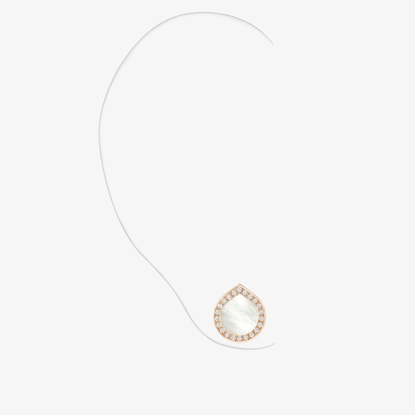 Repossi Antifer single earring, pink gold, diamonds and mother-of-pearl
