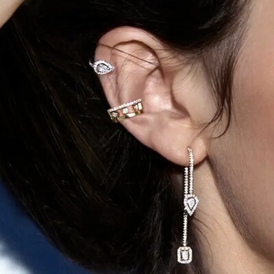 Mono boucle d'oreille milieu Messika Move Romane en or rose et diamants