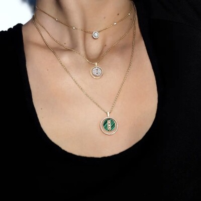 Collier Messika Lucky Move MM en or jaune, malachite et diamants