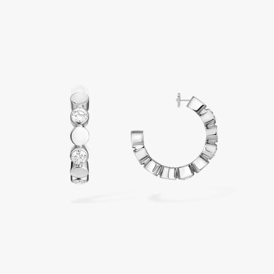 Boucles d'oreilles créoles Messika D-Vibes en or blanc et diamants