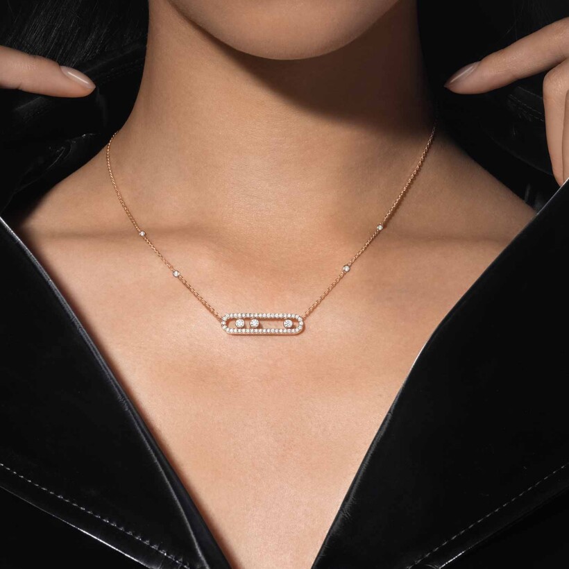 Messika Move Pavé necklace, rose gold, diamonds