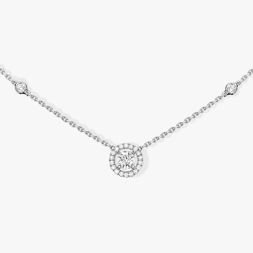 Collier Messika Joy en or blanc et diamants, diamant central de 0.25ct