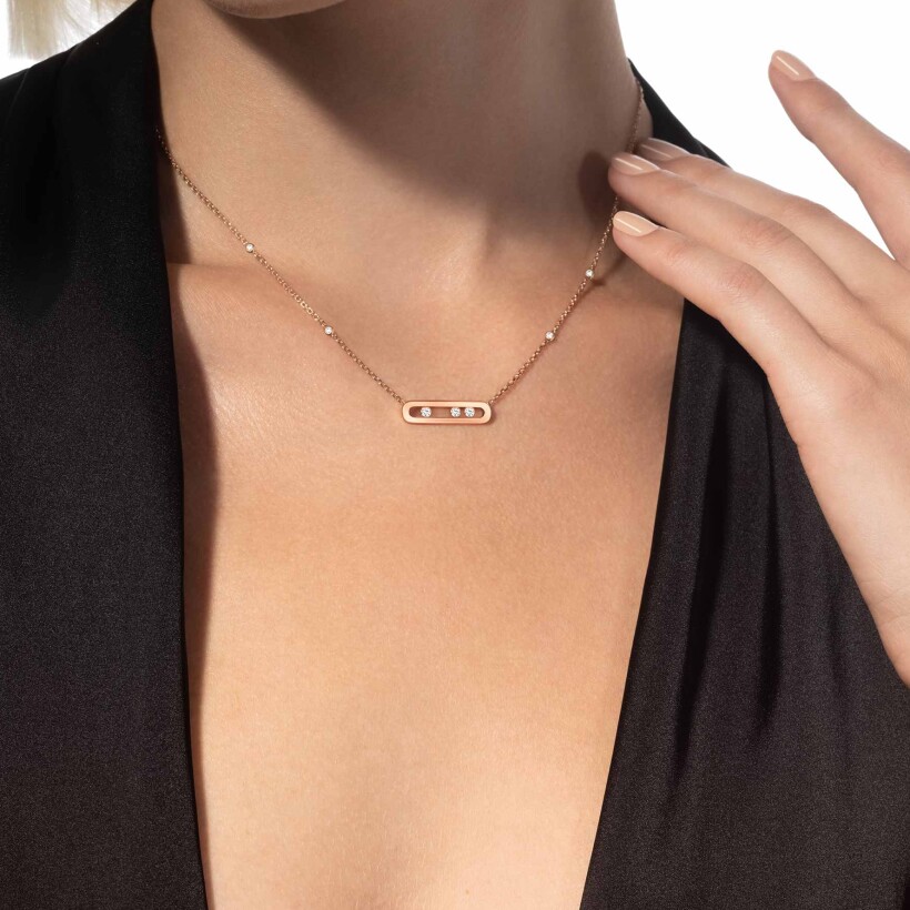 Messika Baby Move necklace, rose gold, diamonds