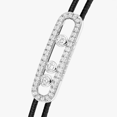 Bracelet cordon Messika Care(s) noir pavé en or blanc et diamants