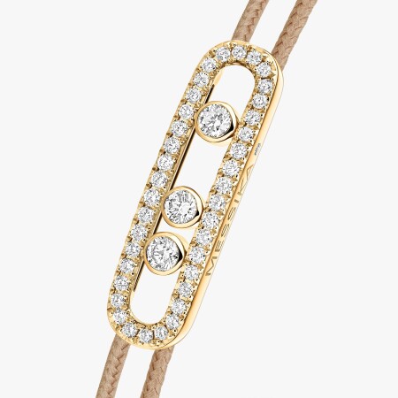 Bracelet cordon Messika Care(s) beige en or jaune et diamants