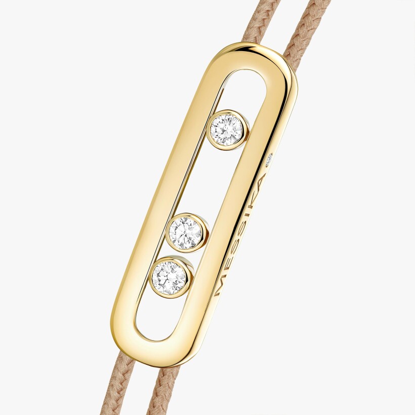 Bracelet cordon Messika Care(s) beige en or jaune et diamants