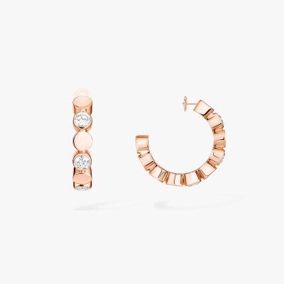 Boucles d'oreilles créoles Messika D-Vibes en or rose et diamants