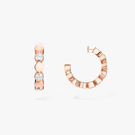 Boucles d'oreilles mini créoles Messika D-Vibes en or rose et diamants