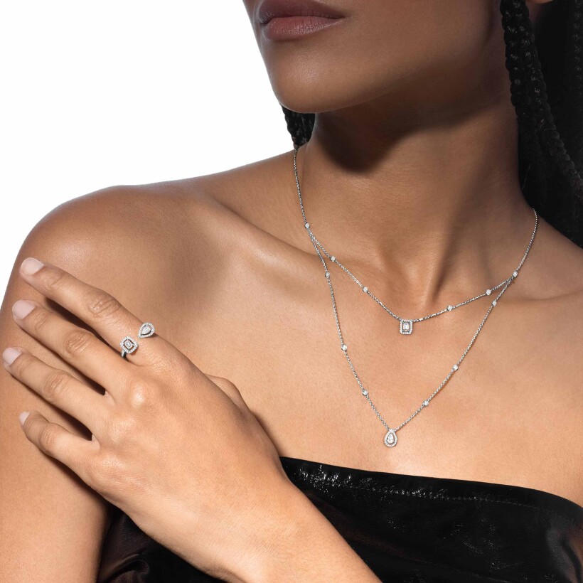 Messika My Twin double row necklace, white gold, diamonds